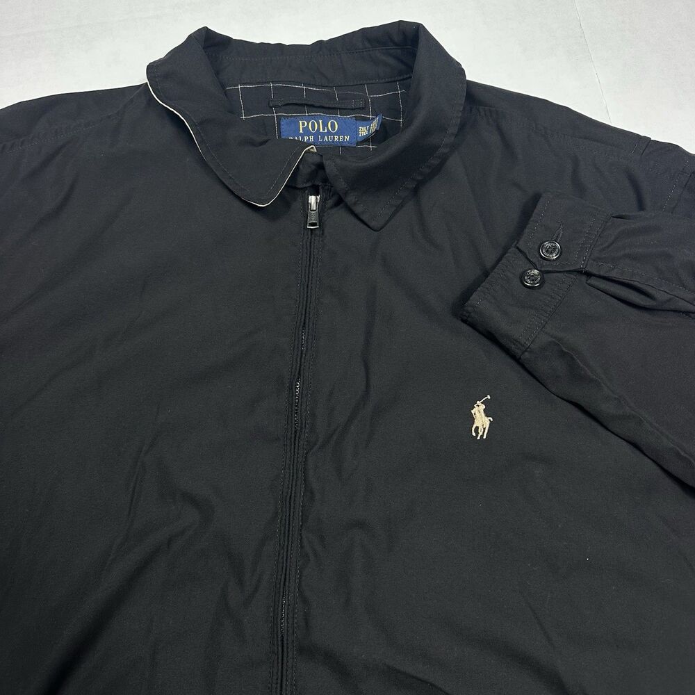 Polo Ralph Lauren Jacket Mens Black Harrington Zip Up Lined Pony Logo Size 2XLT